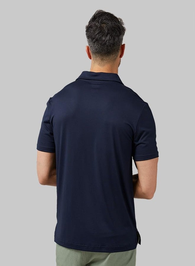 32 Degrees Men's Cool Classic Polo | Slim Fit | Moisture Wicking | 4-Way Stretch | Golf | Tennis, Navy, Large - Image 3